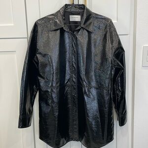 Aritzia Babaton Pelli Shirt Jacket Black/Vegan Leather